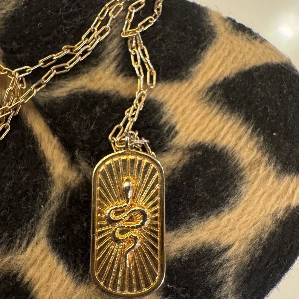 Gold Snake Pendant Necklace